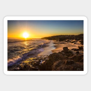 Sunset over the sand dunes at Gunnamatta Surf Beach, Mornington Peninsula, Victoria, Australia Sticker